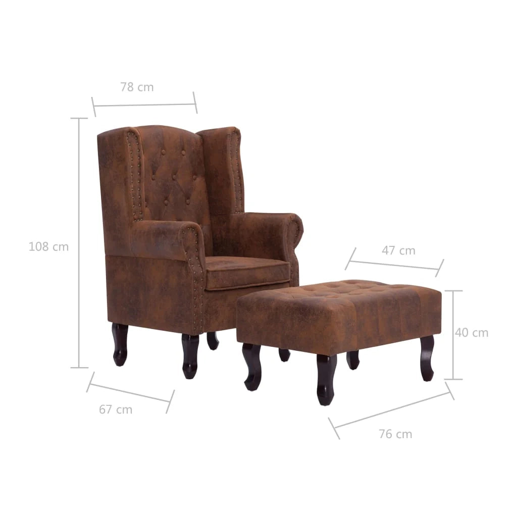 Poltrona Chesterfield poltrona lounge poltrona club divano lounge pelle scamosciata sintetica marrone 1102228/3