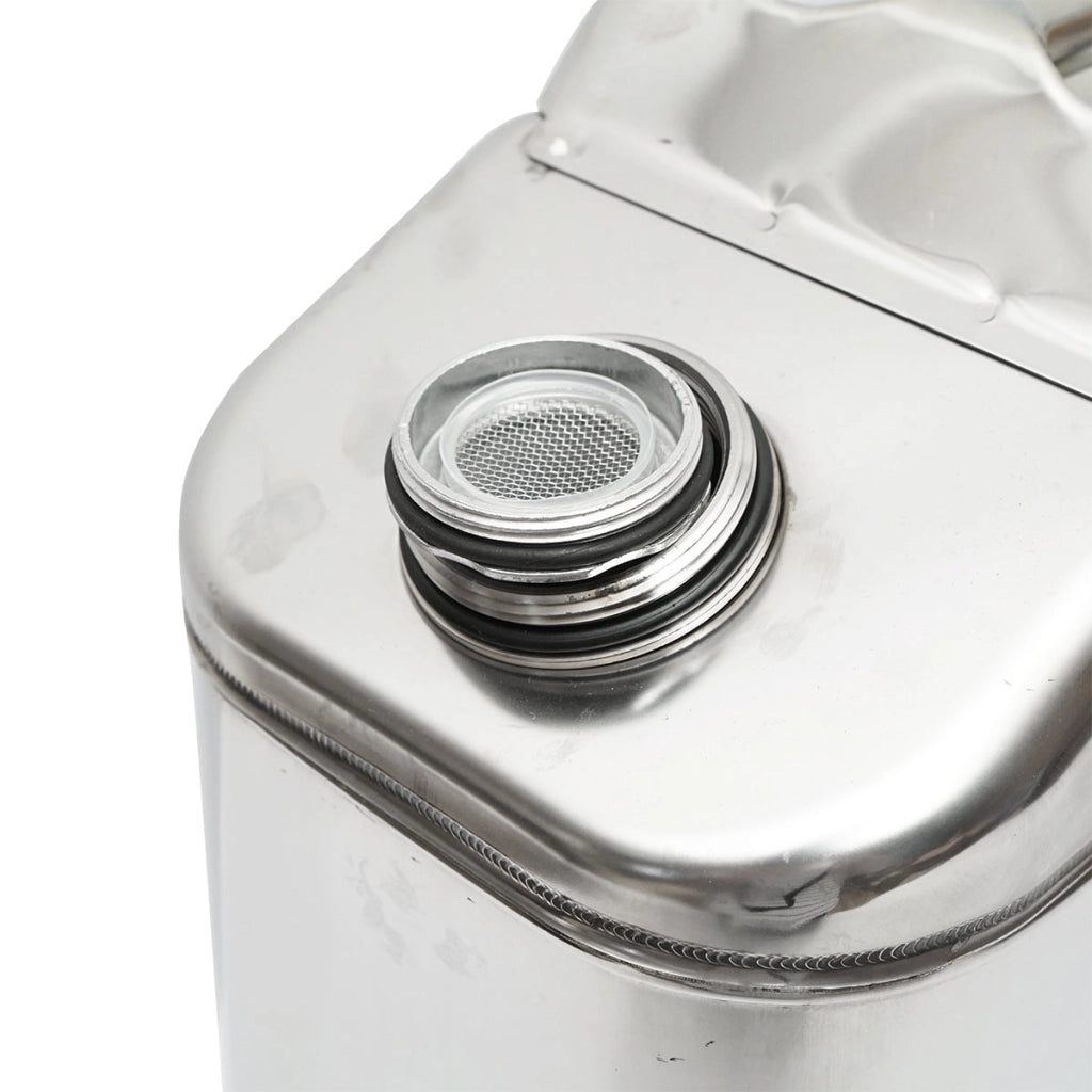 Tanica in acciaio inox da 20 litri con tubo flessibile e tappo a vite
