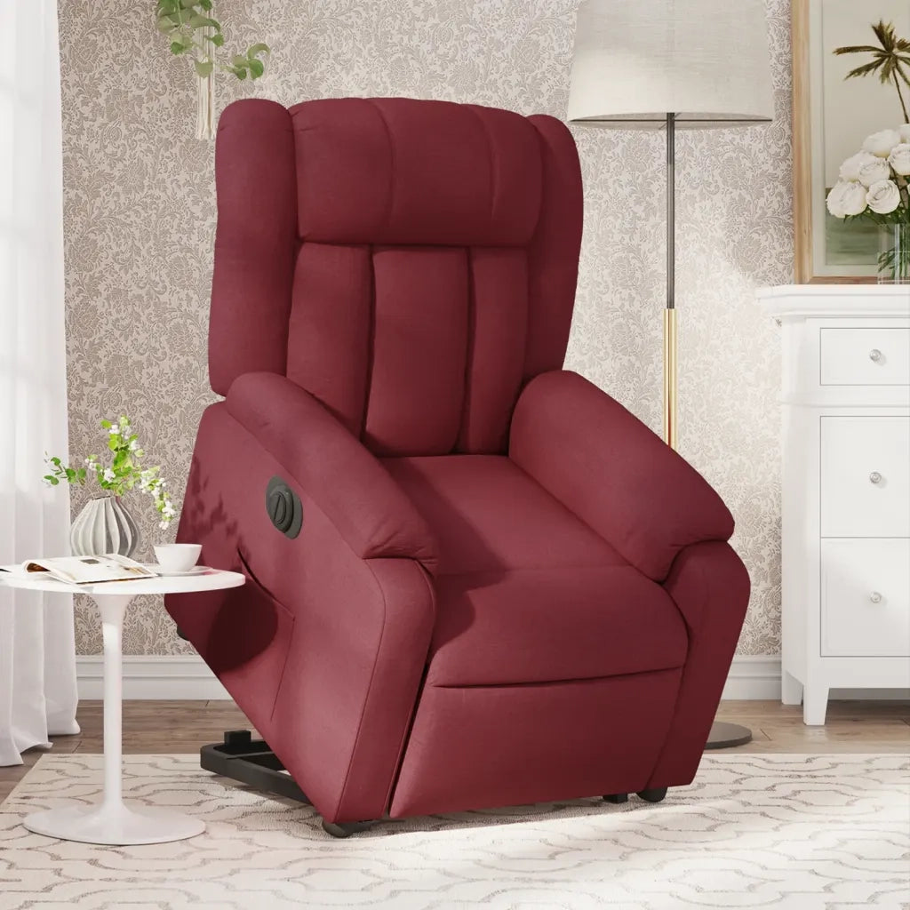 Poltrona Alzapersona Reclinabile Elettrica Rosso Vino Tessuto 3205343