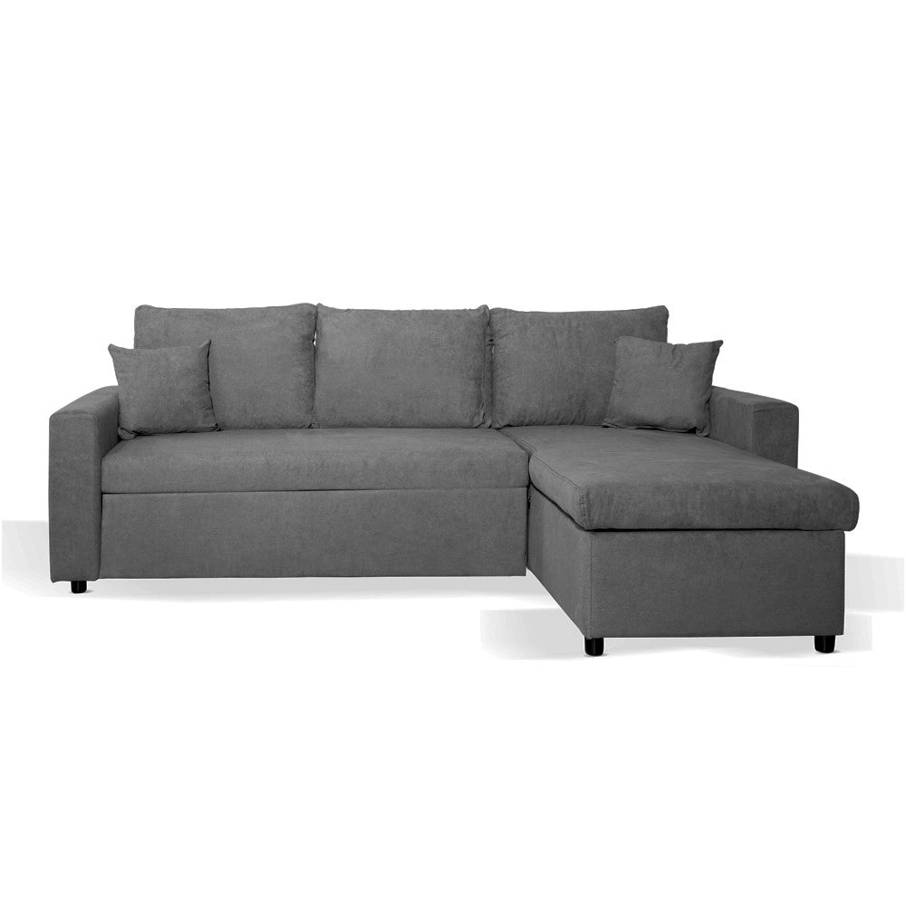 Divano con penisola reversibile funzione letto Golf tessuto grigio scuro 225x148x91H