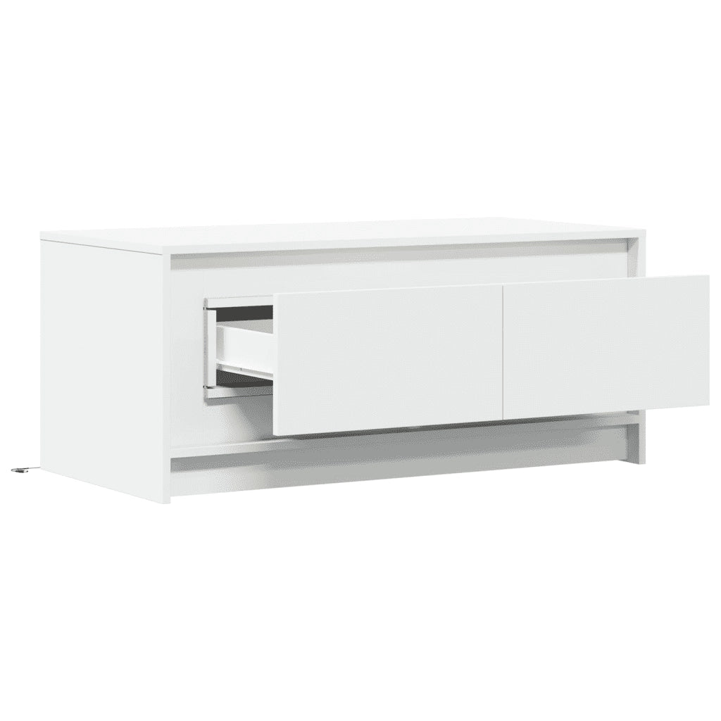Tavolino da Salotto con Luci LED Bianco in Truciolato