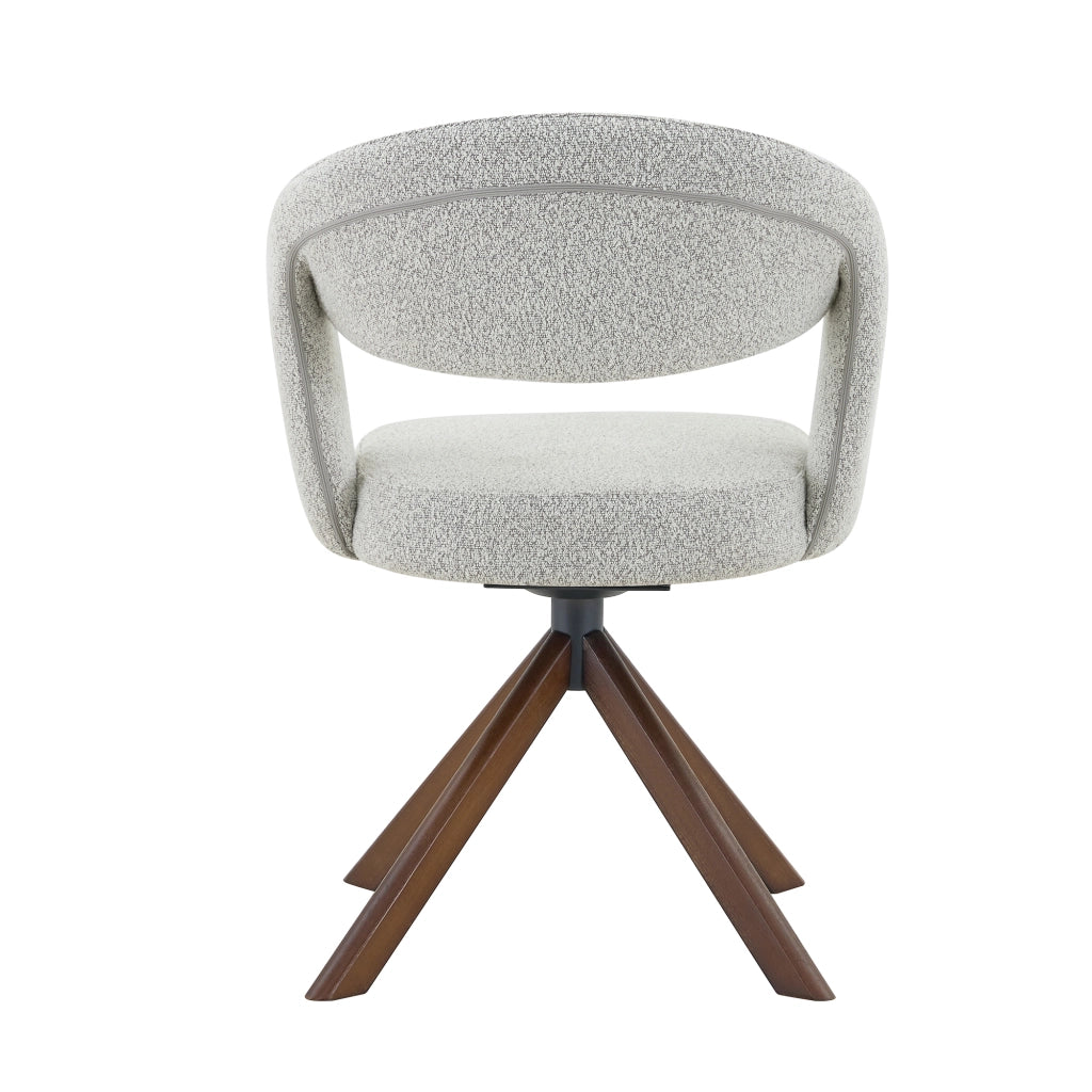 Set 2 Sedie da Pranzo Retr¨° Girevoli ¨C MINIMAL ¨C Tessuto Strutturato Grigio Chiaro, Gambe in Legno Massello Noce