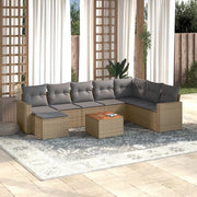 Set Divano da Giardino 9 pz con Cuscini Beige Misto Polyrattan 3256591