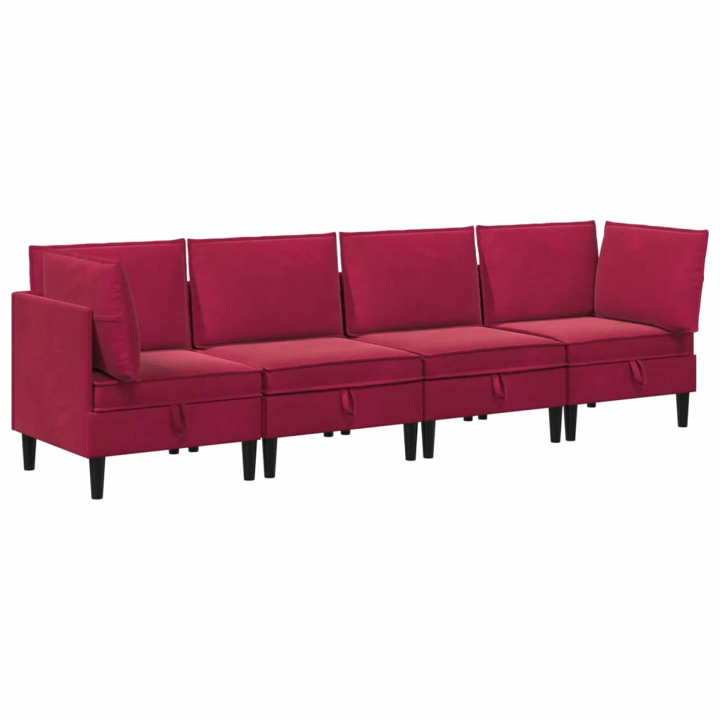 Set di mobili per il soggiorno 4 pcs Rosso Vino Velluto 3413749