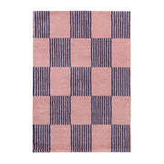 Tappeto interno a scacchi blu e rosa
