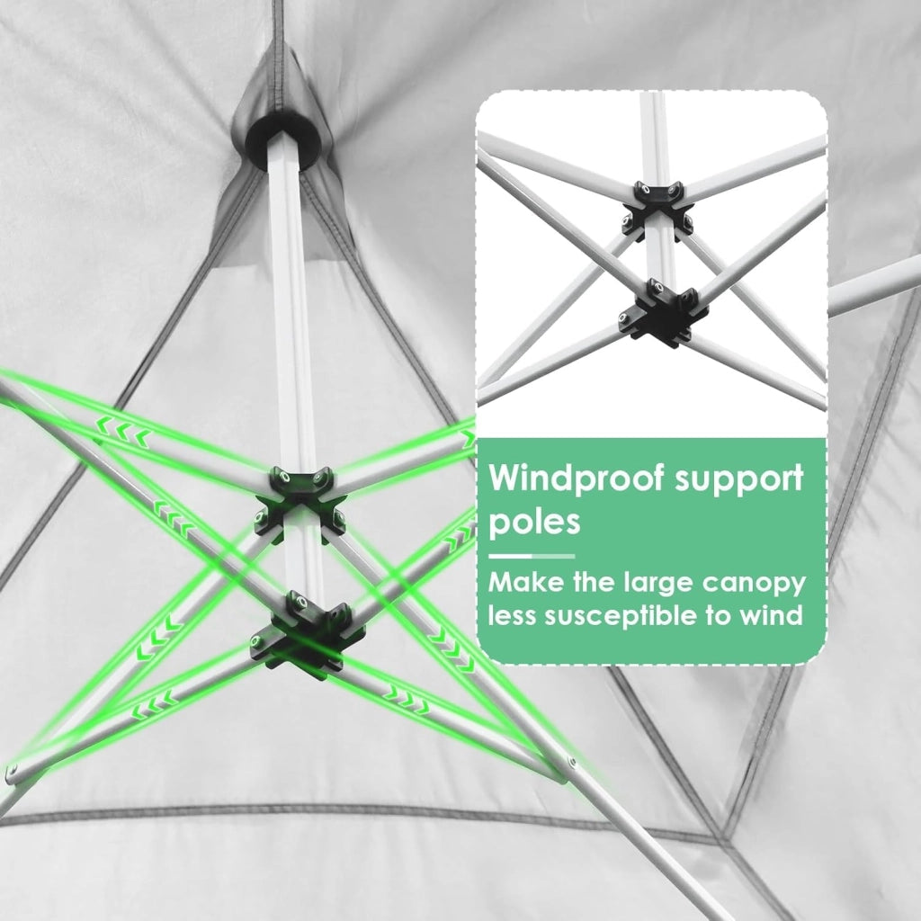 Gazebo 3x6 Pieghevole Impermeabile, altezza 290–300–310 cm, Protezione UV 50+, Tenda con 4 Pareti Laterali, 12 Ganci, 6 Corde e 6 Sacchi di Sabbia, Gazebo da Giardino per Campeggio, Matrimoni, Grigio