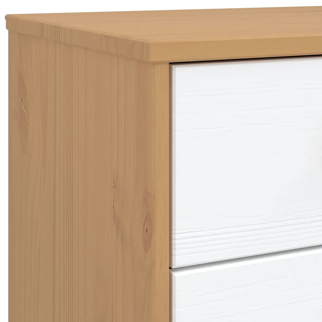 Cassettiera in stile scandinavo 111 x 42 x 73,5 cm ampio spazio contenitivo finitura opaca in legno di pino bianco 02_0047359