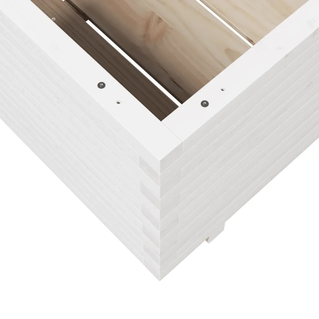 Fioriera da Giardino-Vaso da Esterno Bianca 90x90x49,5cm Legno Massello di Pino