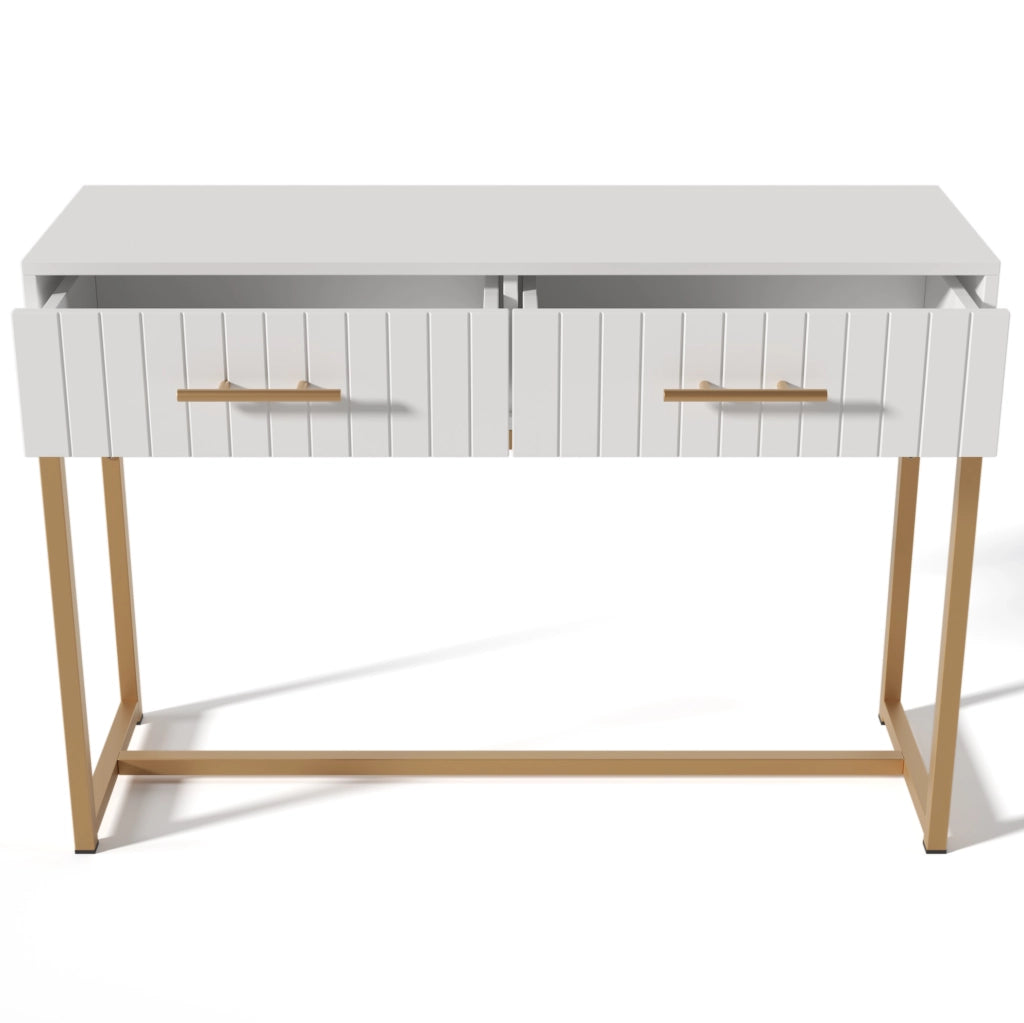 Toeletta bianca moderna con 2 cassetti, 100 x 45 x 75 cm