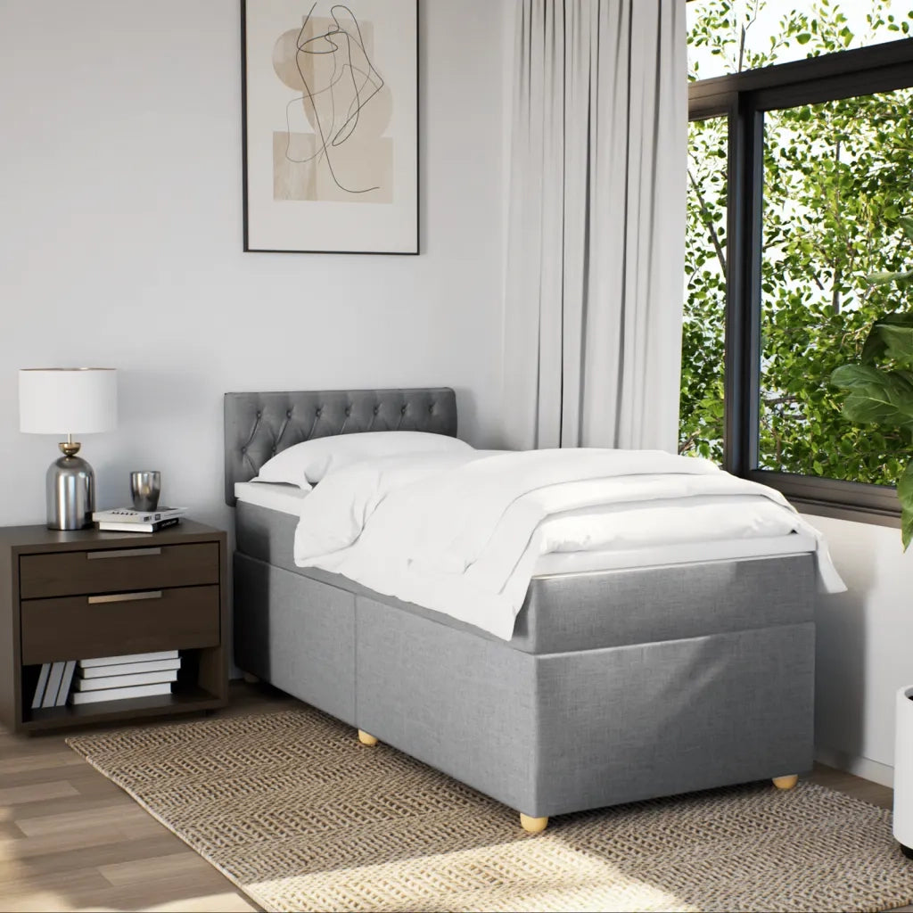 Giroletto a Molle con Materasso Grigio Chiaro 90x200 cm Tessuto