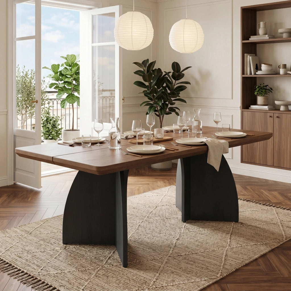 Tavolo da pranzo 160×80 cm in MDF, colore noce, per 4-6 persone, piano da 4 cm, struttura stabile, design moderno