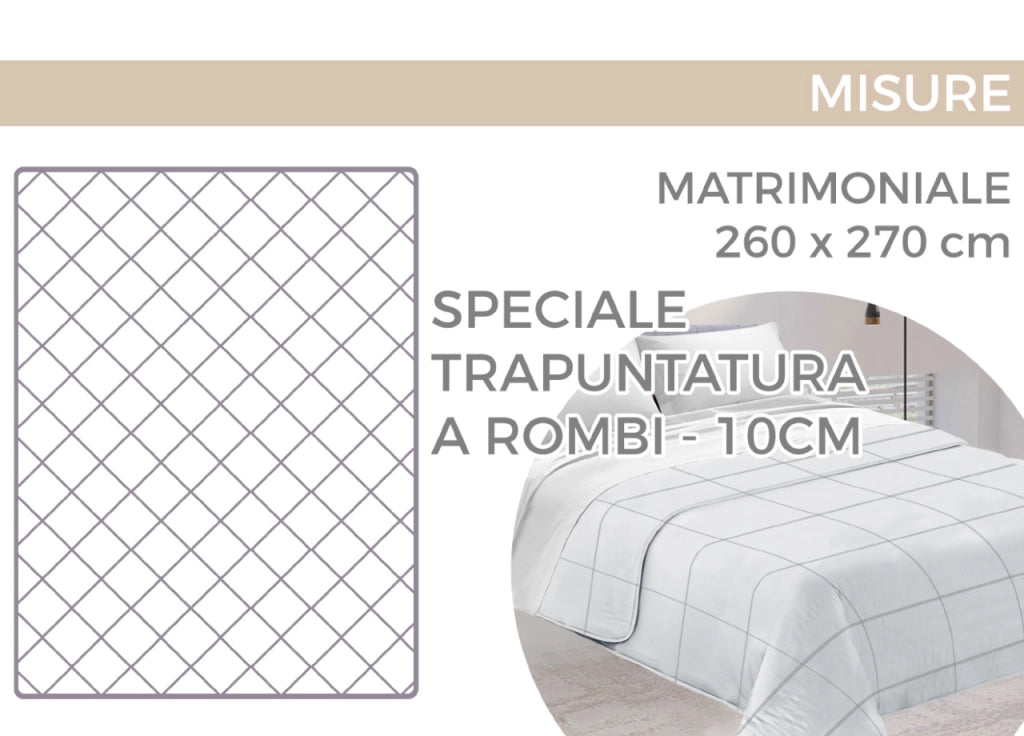 Trapuntino Piumino Estivo Primaverile 100gr/mq Leggero Disegno Canva - Matrimoniale - Blu