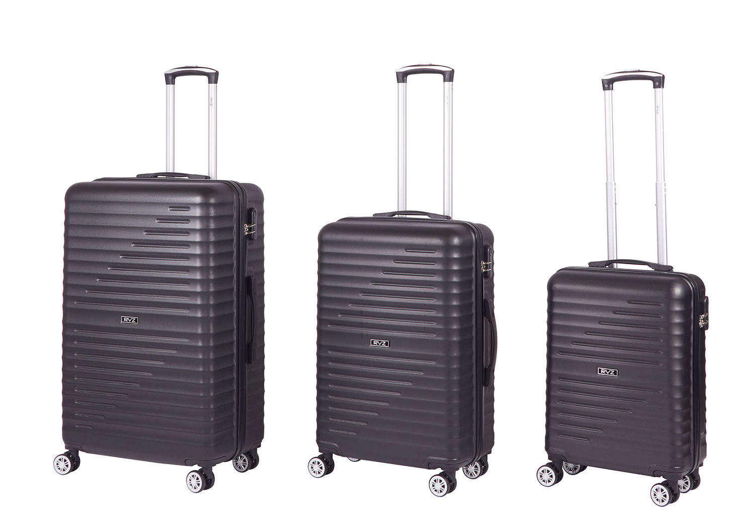 Set 3 Valigie Trolley Rigido 4 Ruote con Combinazione in ABS Ravizzoni Svezia Nero