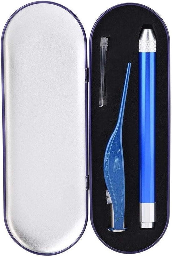 Kit di pulizia orecchie per bambini e ragazzi - Strumento di rimozione cerume con pinzetta per pulizia sicura del cerume - Blu