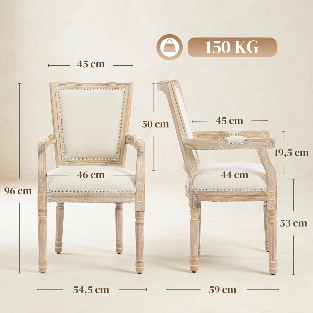 Sedia da pranzo in legno ¨C zephmum ¨C crema, stile retr¨°, 54.5x59x96 cm