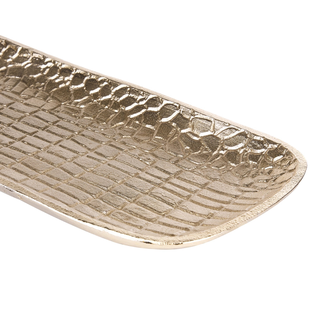 Set di 2 vassoi decorativi in metallo dorato per gioielli, piatto per gioielli con struttura glamour e accessori per la casa