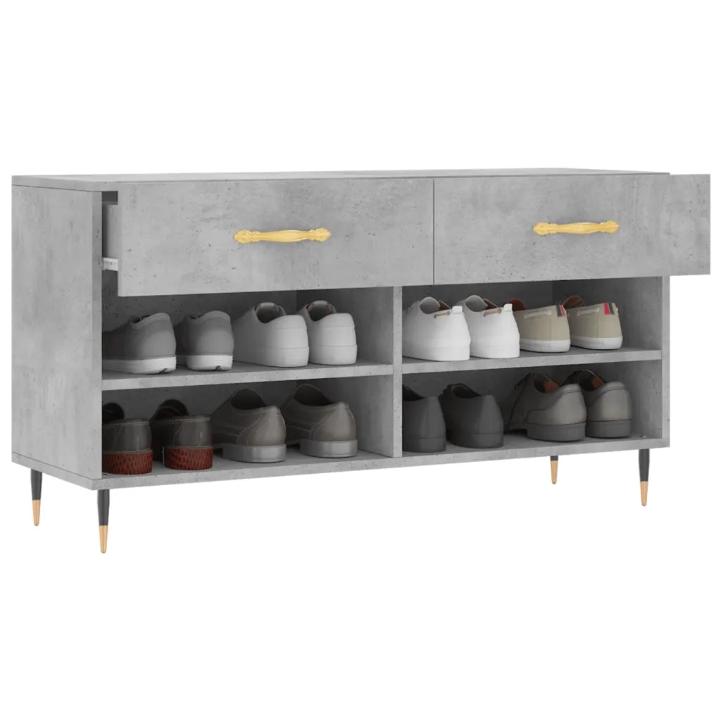 Panca Porta Scarpe-Sgabello-Panca Scarpiera Grigio Cemento 102x35x55cm Legno Multistrato 312802