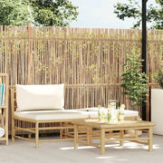 Salotto da Giardino-Set Divani da Giardino 3 pz con Cuscini Bianco Crema in Bamb¨´