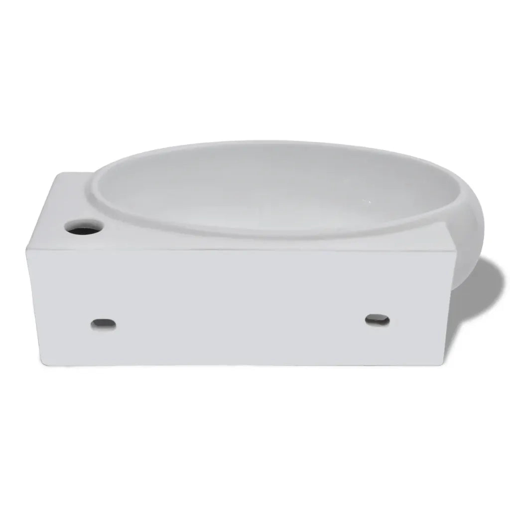 Lavello Ceramica con Foro Rubinetto e Troppo Pieno Bianco CFW3615101