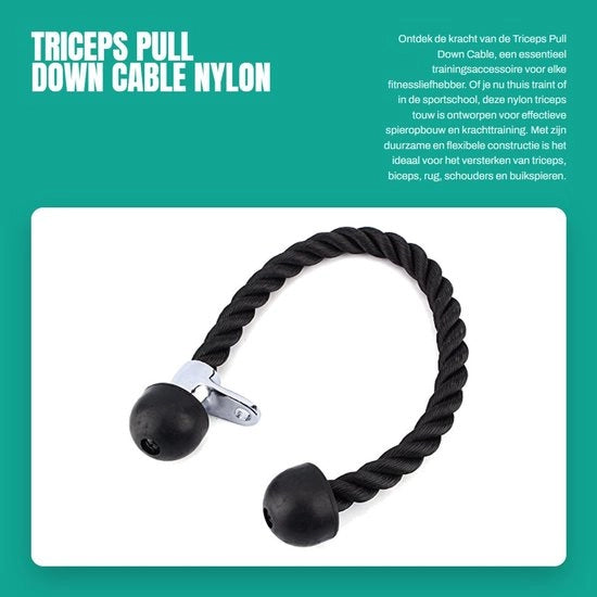 Accessorio Fitness Tricipiti con Cavo in Nylon da 70 cm con Grip Antiscivolo Durevole