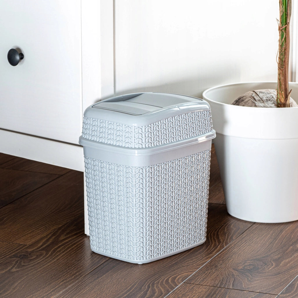 Cestino per rifiuti da bagno KADAX 5L grigio per WC, con coperchio basculante.