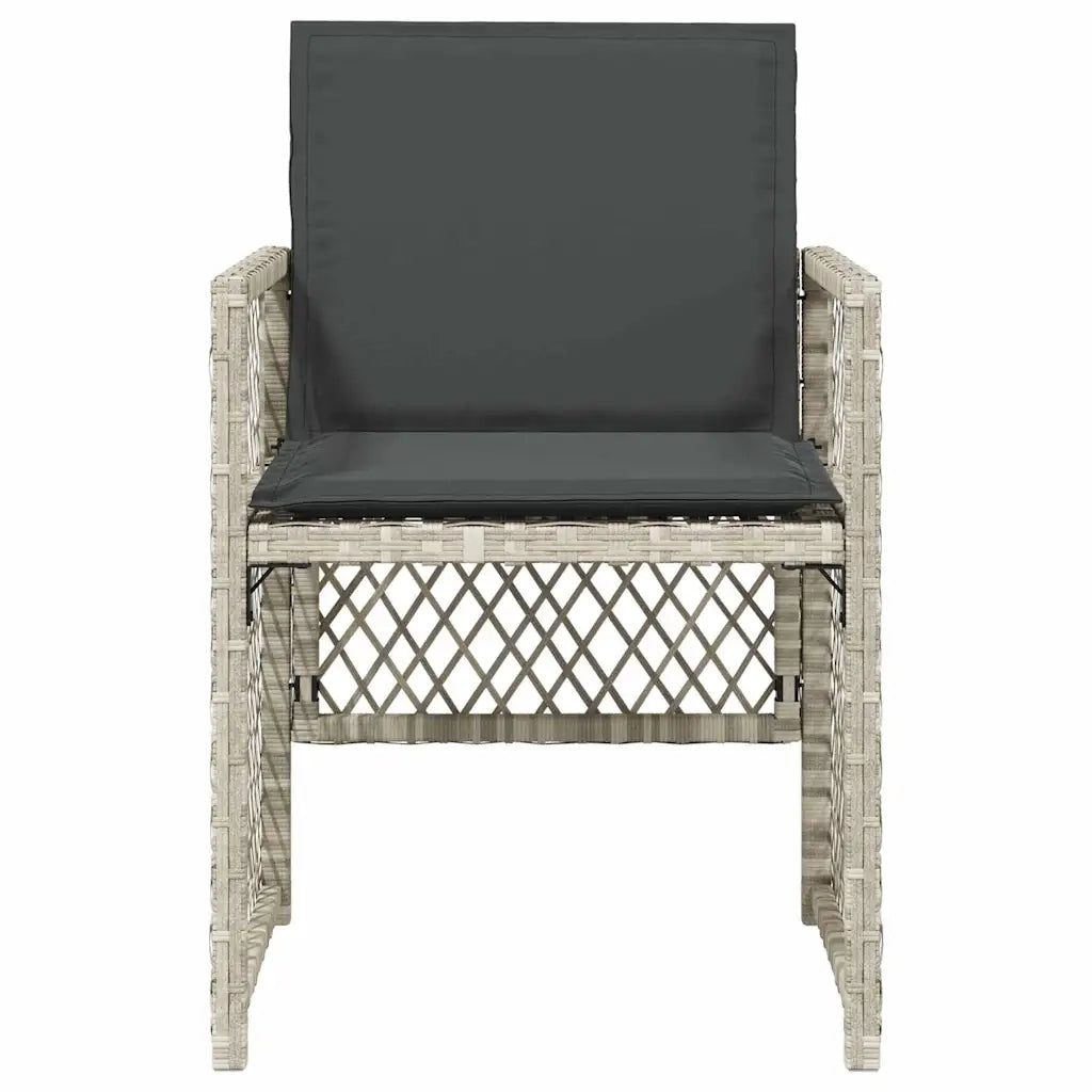 Sedie da Giardino con Cuscini 4 pz Grigio Chiaro in Polyrattan