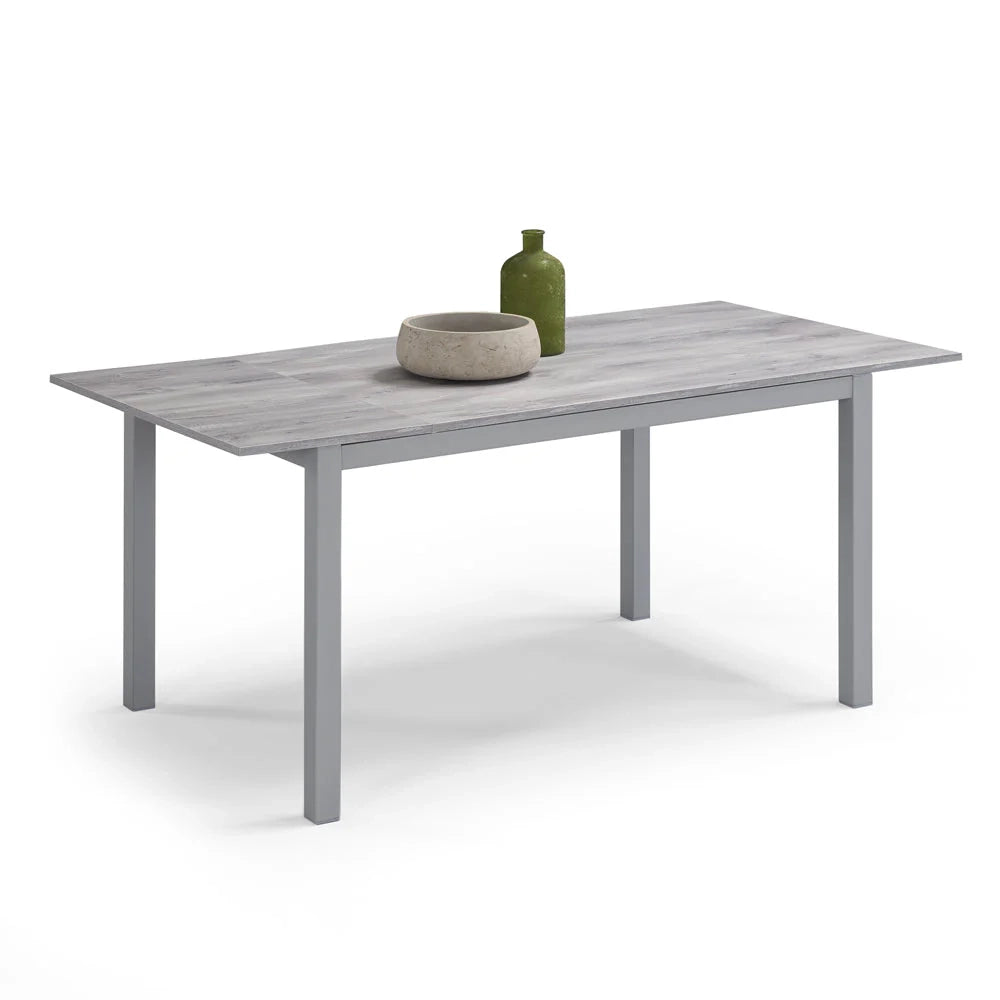 Tavolo da pranzo allungabile 130x80 Cemento Struttura Silver modello GIOTTO MADE IN ITALY con allunga laterale 40 cm per sala da pranzo, cucina e soggiorno, design moderno