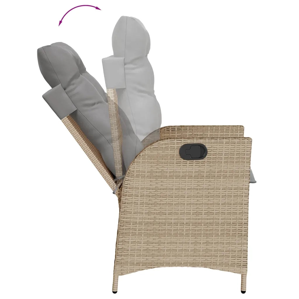 Set da Pranzo da Giardino 7 pz con Cuscini Beige in Polyrattan
