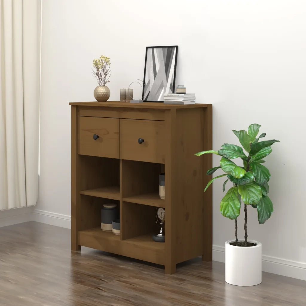 Credenza | Madia | Buffet da pranzo | Armadio da pranzo Marrone 70x35x80 cm in Legno Massello di Pino