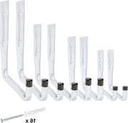 Haken per parete per garage - bianco - capacità di carico 5 kg - resistente all'usura - forma a U - set a 8 pezzi - 4 misure