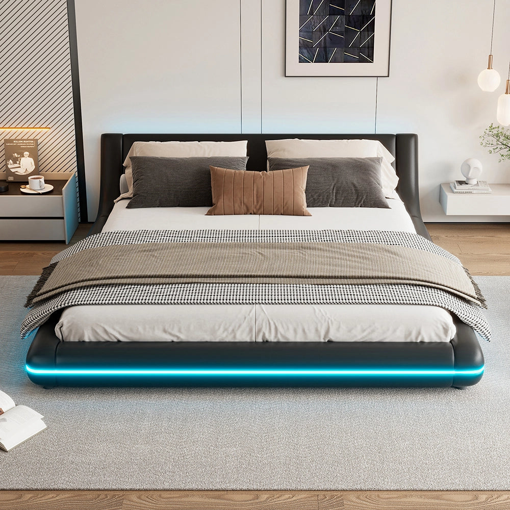 Letto a LED - Xylo - 160x200 cm - Nero - Illuminazione integrata