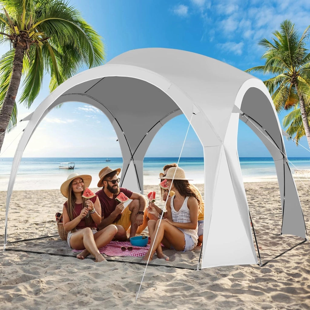 Tenda parasole pieghevole,327 x 327 x 270 cm,con protezione UPF 50+,tenda da spiaggia con borsa per il trasporto,parasole per 5-6 persone,portatile,tenda da spiaggia per famiglia,bianco