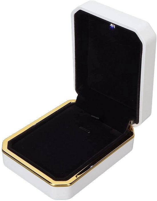 Scatola per Gioielli di Lusso - Progetto di Design - Supporto per Collane/Bracciali/Anelli - Con Illuminazione a LED - Interno di Velluto soffice - Compatta e Pratica - Cassetta per Gioielli
