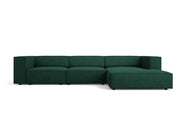 Cosmopolitan Design - Divano angolare destro "Arendal" 4 posti in ciniglia con effetto a coste verde bottiglia 