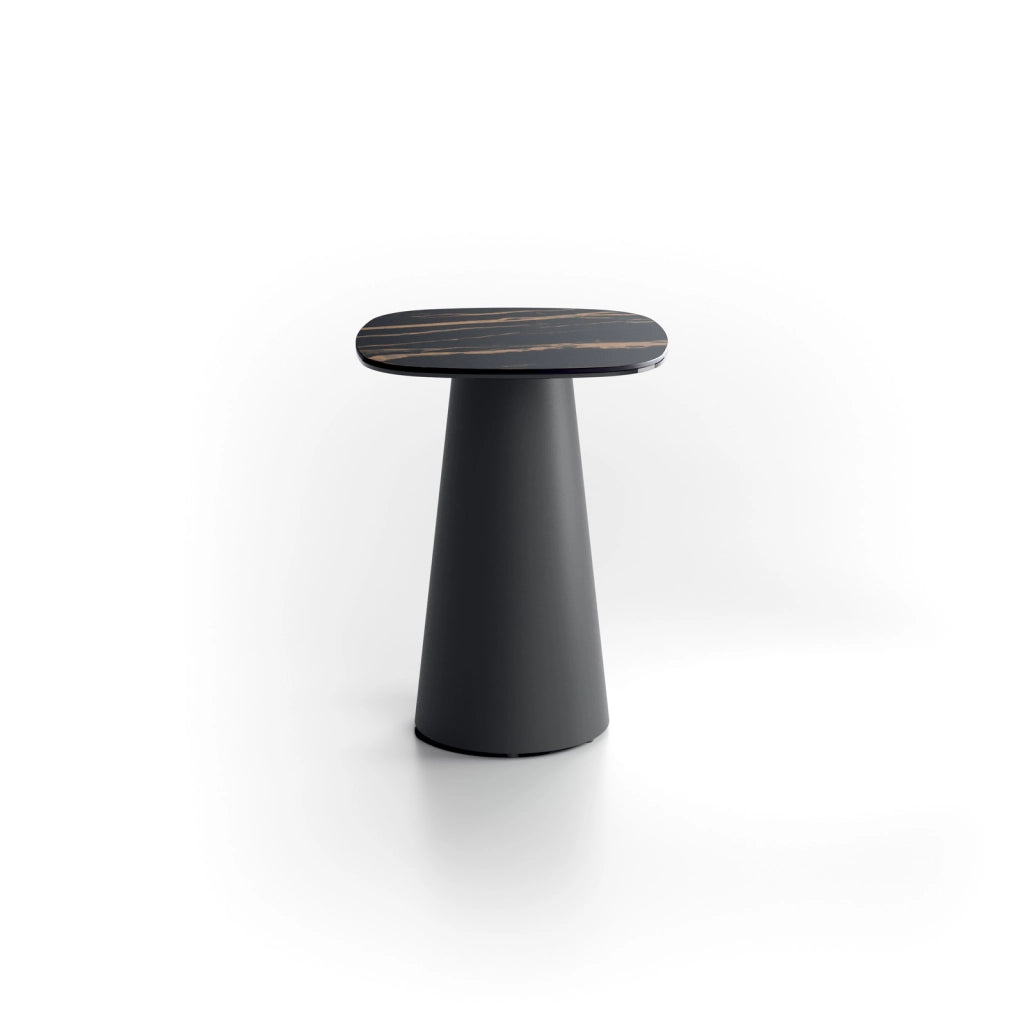 Tavolino Pillar Small con top in ceramica marmo nero portoro e struttura in metallo nero - Design sofisticato - Stones