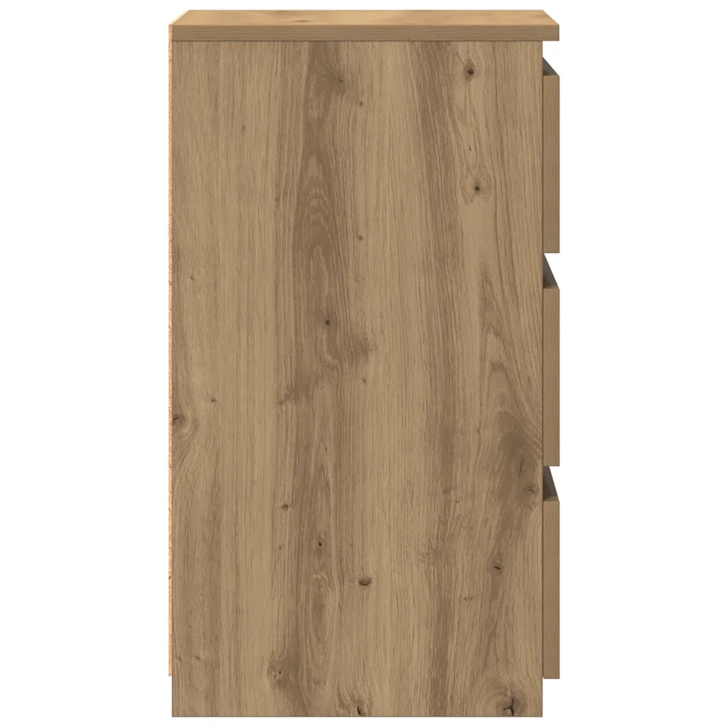 Set di 2 Comodini | Armadio da Notte | Mobiletto da notte Rovere Artigianale 40x35x62,5 cm Legno Multistrato