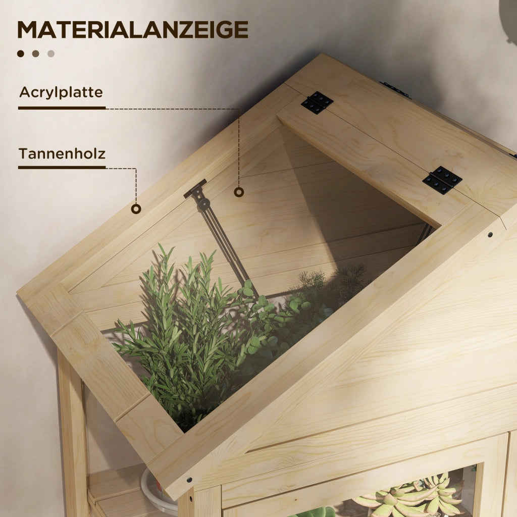 Serra da giardino con scaffale e finestra ¨C Xylo ¨C legno e acrilico 100x56.5x178 cm