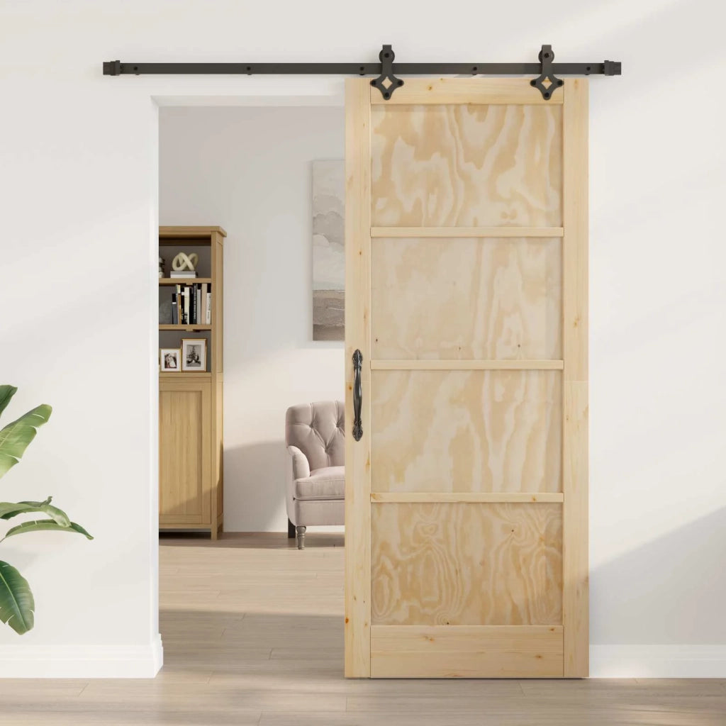 Porta scorrevole Naturale e Nero 86 x 211 cm