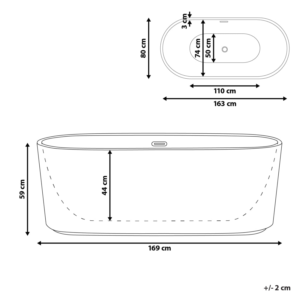 Vasca da bagno freestanding ovale in acrilico nero opaco 170 x 80 cm Finitura scanalata Bagno in stile moderno