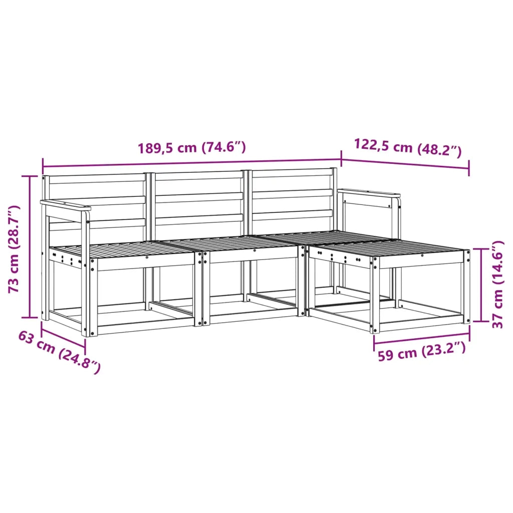 Set di divani da esterno 4 pcs Bianco 189,5 x 122,5 x 73 cm 3387443