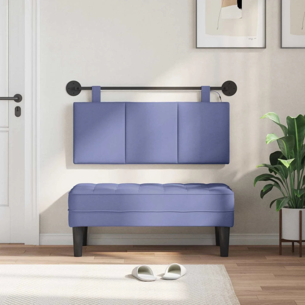 Testiera sospesa Con luce LED Blu jeans Tessuto