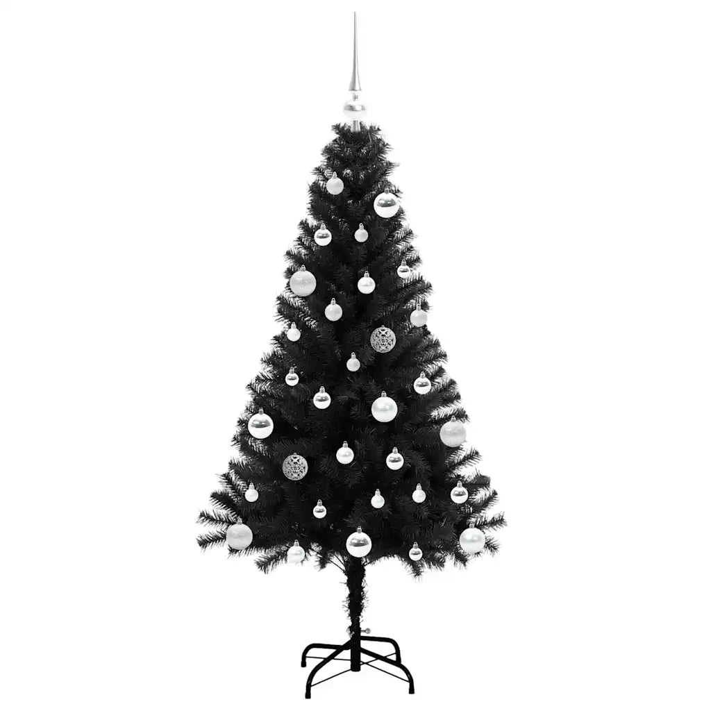 Albero di Natale | Decorazioni natalizie con 150 LED con supporto Nero 150 cm PVC