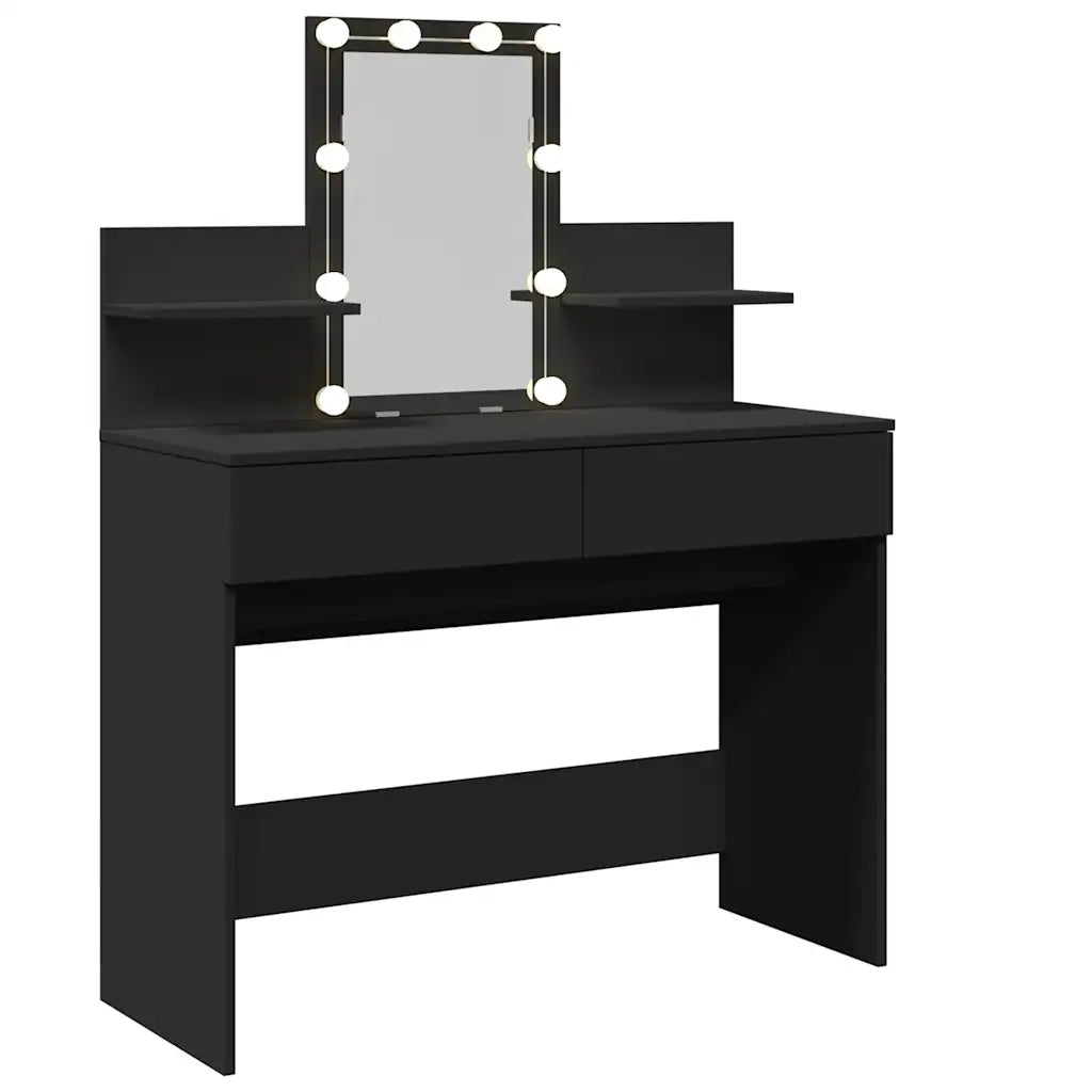 Toeletta | Tavolo da Trucco con LED Nero 100x40x130 cm