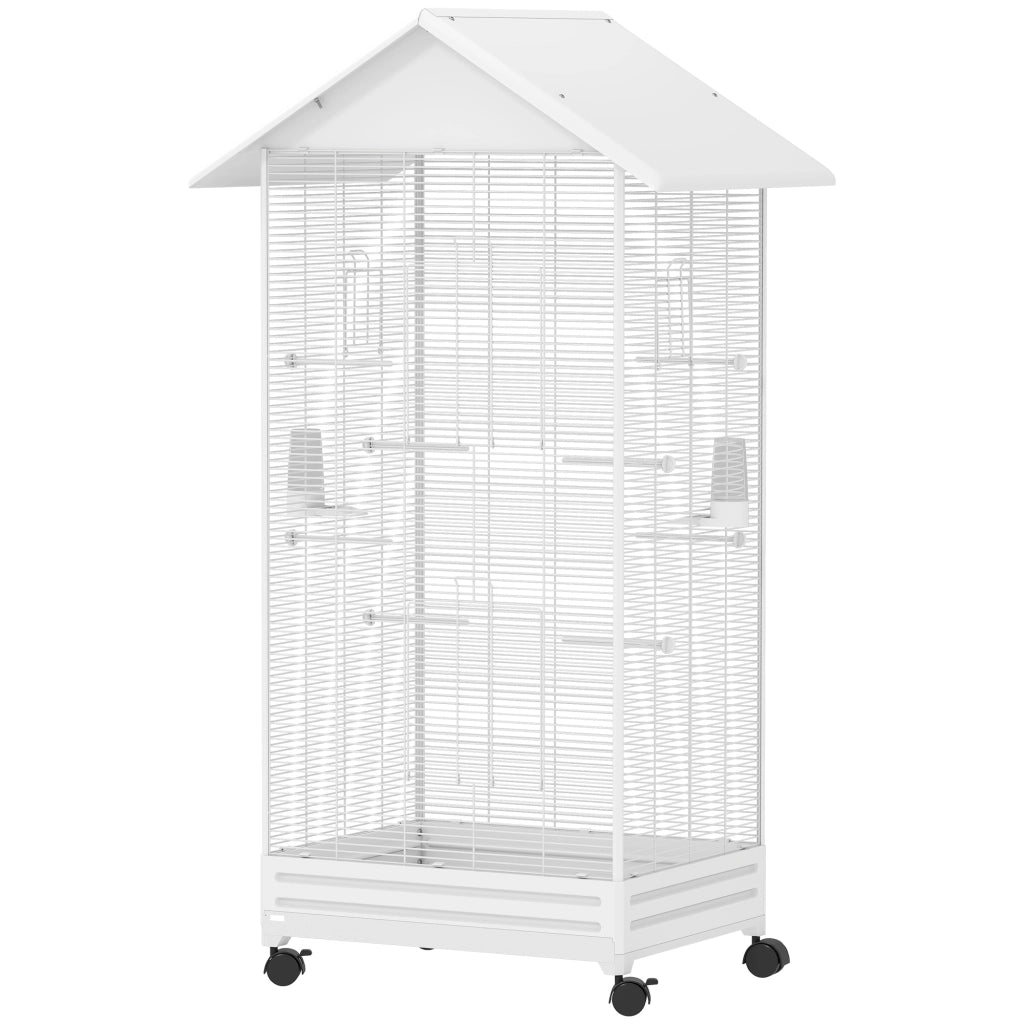 Gabbia per Uccelli con Ruote ¨C zephmum ¨C Bianco 79x65x155 cm