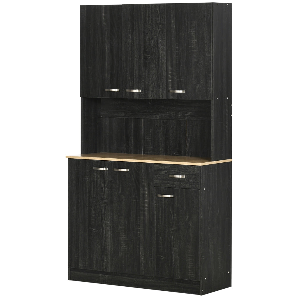Armadio Dispensa con Cassetti ¨C zephmum ¨C Nero Legno 101x39x180 cm