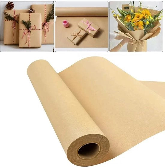 Papier Kraft per Etichetta Bruin - Recyclabile - Rotolo di Papiro Multifunzionale con Finitura Premium e Rustica - Ideale per la Confezione di Regali, Pacchi e Attività di Arte e Manutenzione (20cm x 50m)