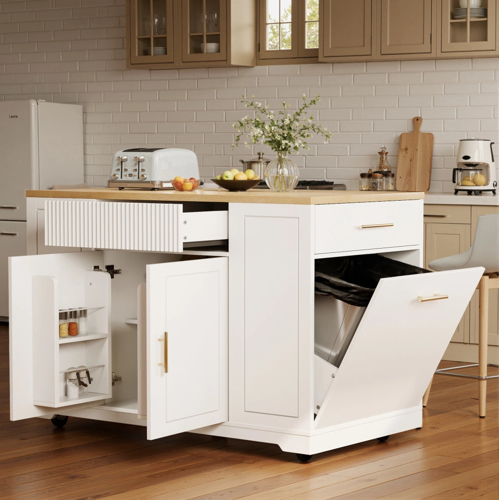 Isola da cucina mobile 120x50x92 cm con ante e cassetti