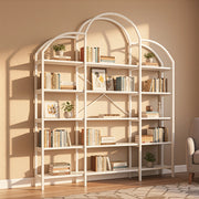 Libreria a 5 ripiani 170 x 26 x 190 cm in MDF e metallo, bianco, stile moderno con decorazione a forma di nuvola