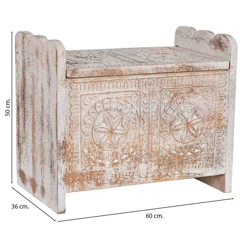 Baule in legno bianco e marrone artigianale 60x36x50 cm