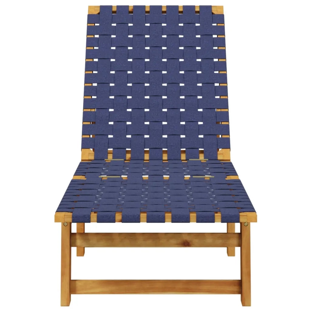 Lettini Prendisole 2pz Blu Scuro Legno Massello Acacia Tessuto